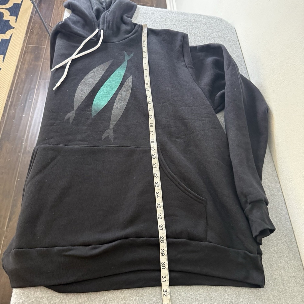 The Chosen Three Fish Hoodie Black Teal Sweatshirt Size 3X - Picture 8 of 9